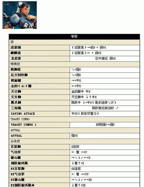 《以街头霸王33战出未来出招表详解》(掌握这些出招技巧)